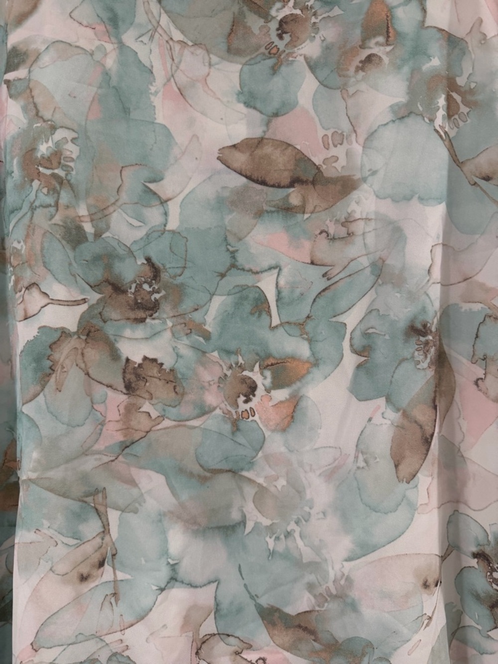 Calvin Klein Sheer Aqua Floral Ruched V-Neck Blouse - Picture 6 of 7